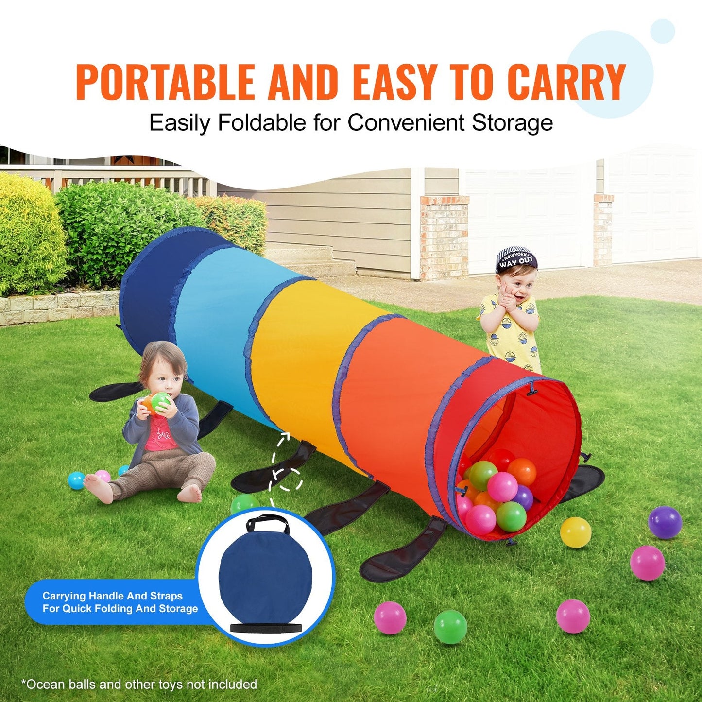 Colorful Caterpillar Play Tunnel for Toddlers, 1.54m Collapsible Tent