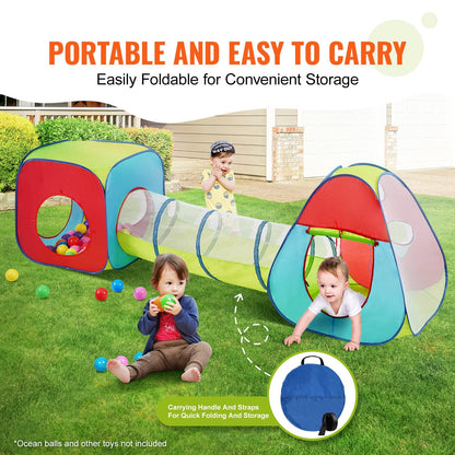 3-in-1 Kids Play Tent with Tunnel, Indoor/Outdoor, Ages 3+, Easy Setup