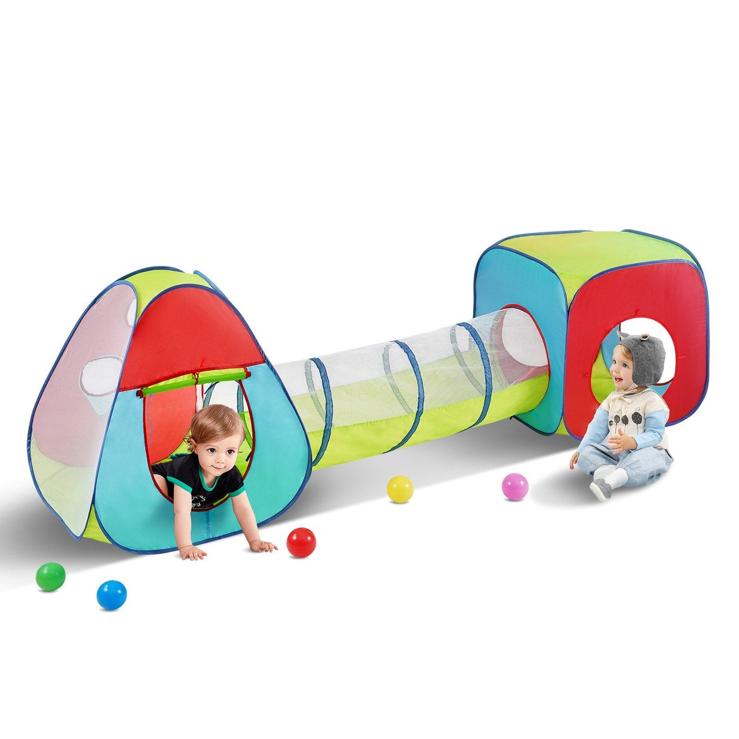 3-in-1 Kids Play Tent with Tunnel, Indoor/Outdoor, Ages 3+, Easy Setup