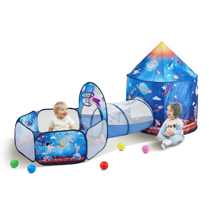 3-in-1 Kids Rocket Play Tent with Tunnel - Indoor/Outdoor, Ages 3-6, Royal Blue