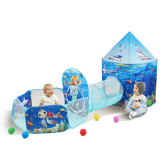 VEVOR 3 in 1 Kids Play Tent with Tunnel, Basketball Hoop for Boys, Girls, Babies