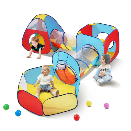 VEVOR 5 in 1 Kids Play Tent with Tunnel, Basketball Hoop for Boys, Girls, Babies