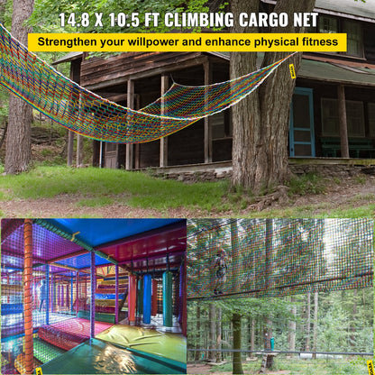 VEVOR Climbing Cargo Net, 4.5 x 3.2 m Playground Climbing Cargo Net, Polyester Double
