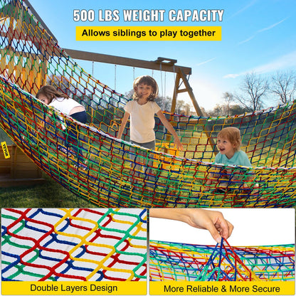 Durable 4.5 x 3.2 m Rainbow Cargo Net for Outdoor Playgrounds, 227 kg Capacity