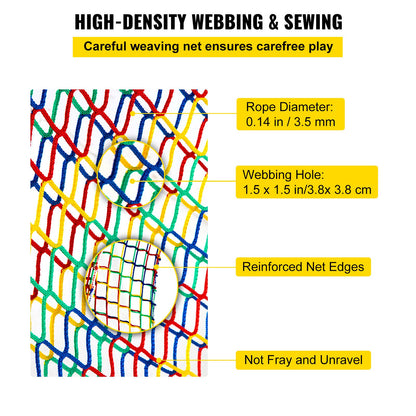 VEVOR Climbing Cargo Net, 4.5 x 3.2 m Playground Climbing Cargo Net, Polyester Double