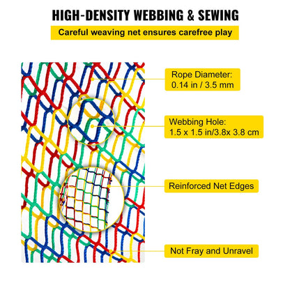 Durable 4.5 x 3.2 m Rainbow Cargo Net for Outdoor Playgrounds, 227 kg Capacity