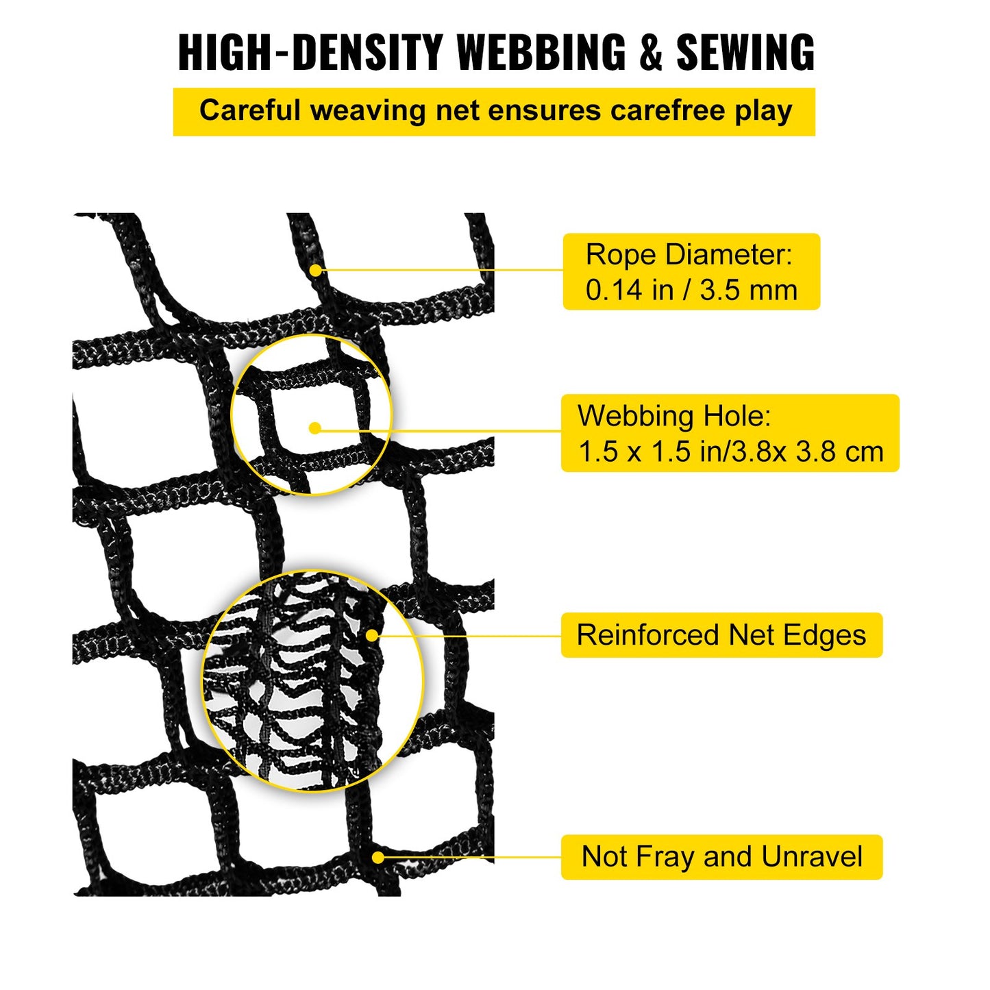 VEVOR Climbing Cargo Net, 4.5 x 3.2 m Playground Climbing Cargo Net, Polyester Double
