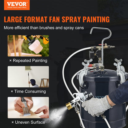 VEVOR Spray Paint Pressure Pot Tank, 10L/2.5gal Air Paint Pressure Pot, 1.5mm+4mm