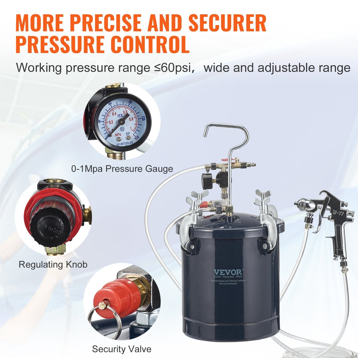 10L Air Paint Pressure Pot Tank with Dual Nozzles for Industrial & Home Use