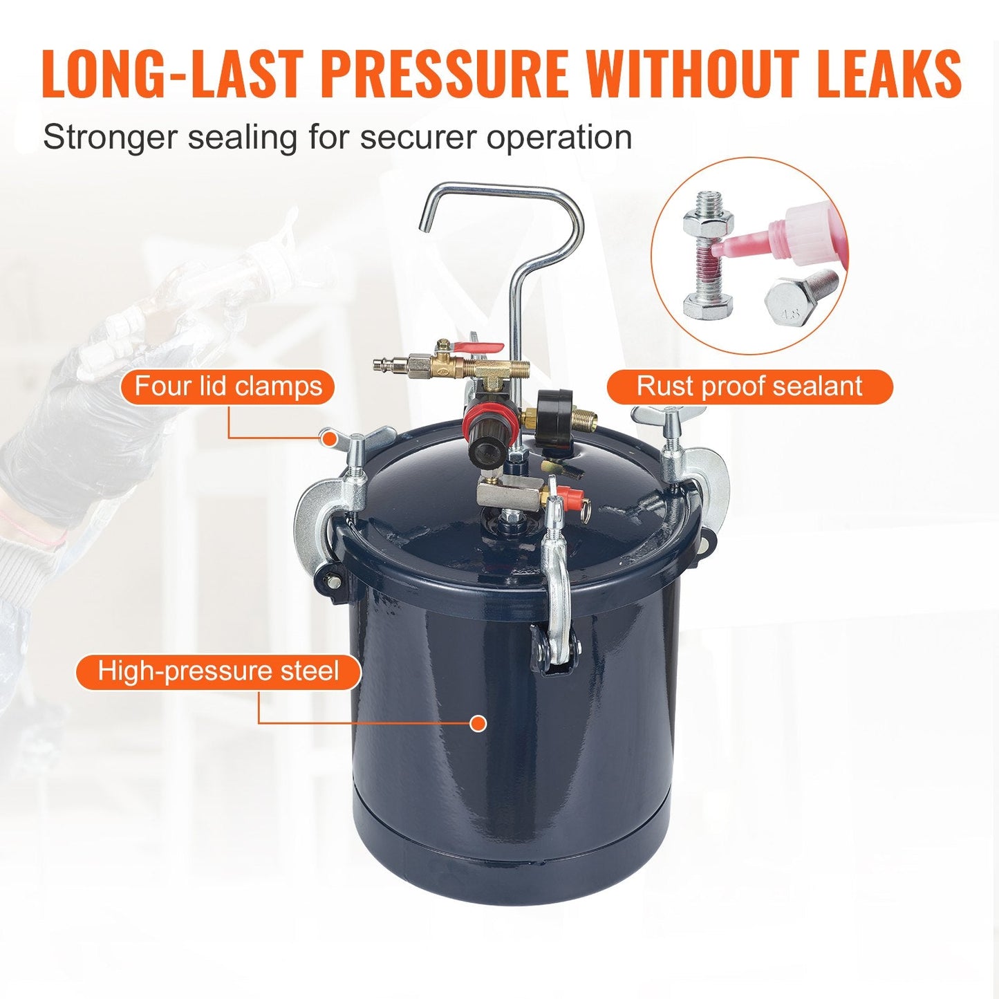 10L Air Paint Pressure Pot Tank with Dual Nozzles for Industrial & Home Use