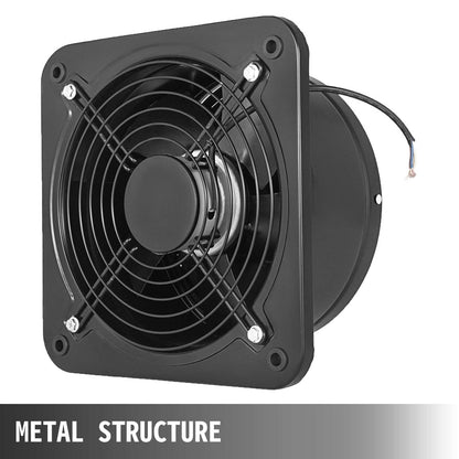 Industrial Metal Axial Exhaust Fan - 0.25m Opening, 1680 m³/h Airflow, Quiet Operation