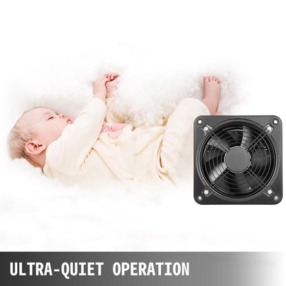 Industrial Metal Axial Exhaust Fan - 0.25m Opening, 1680 m³/h Airflow, Quiet Operation