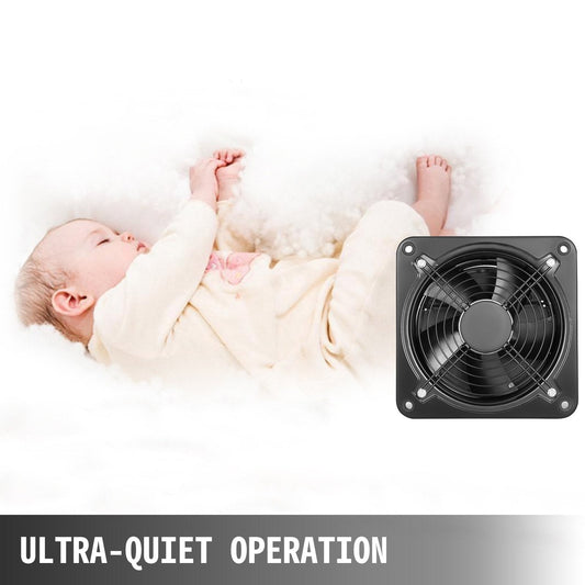 Industrial Metal Axial Exhaust Fan - 0.25m Opening, 1680 m³/h Airflow, Quiet Operation