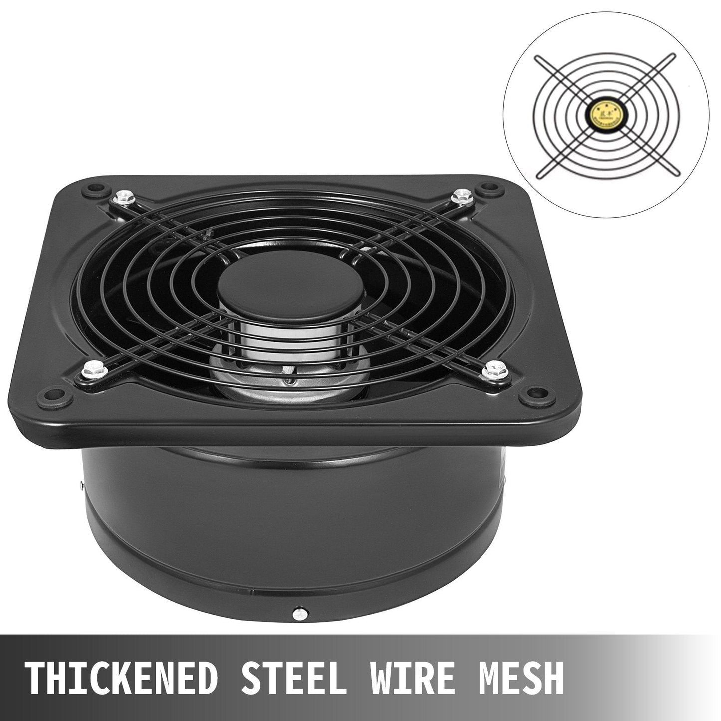 Industrial Metal Axial Exhaust Fan - 0.25m Opening, 1680 m³/h Airflow, Quiet Operation