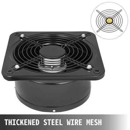 Industrial Metal Axial Exhaust Fan - 0.25m Opening, 1680 m³/h Airflow, Quiet Operation