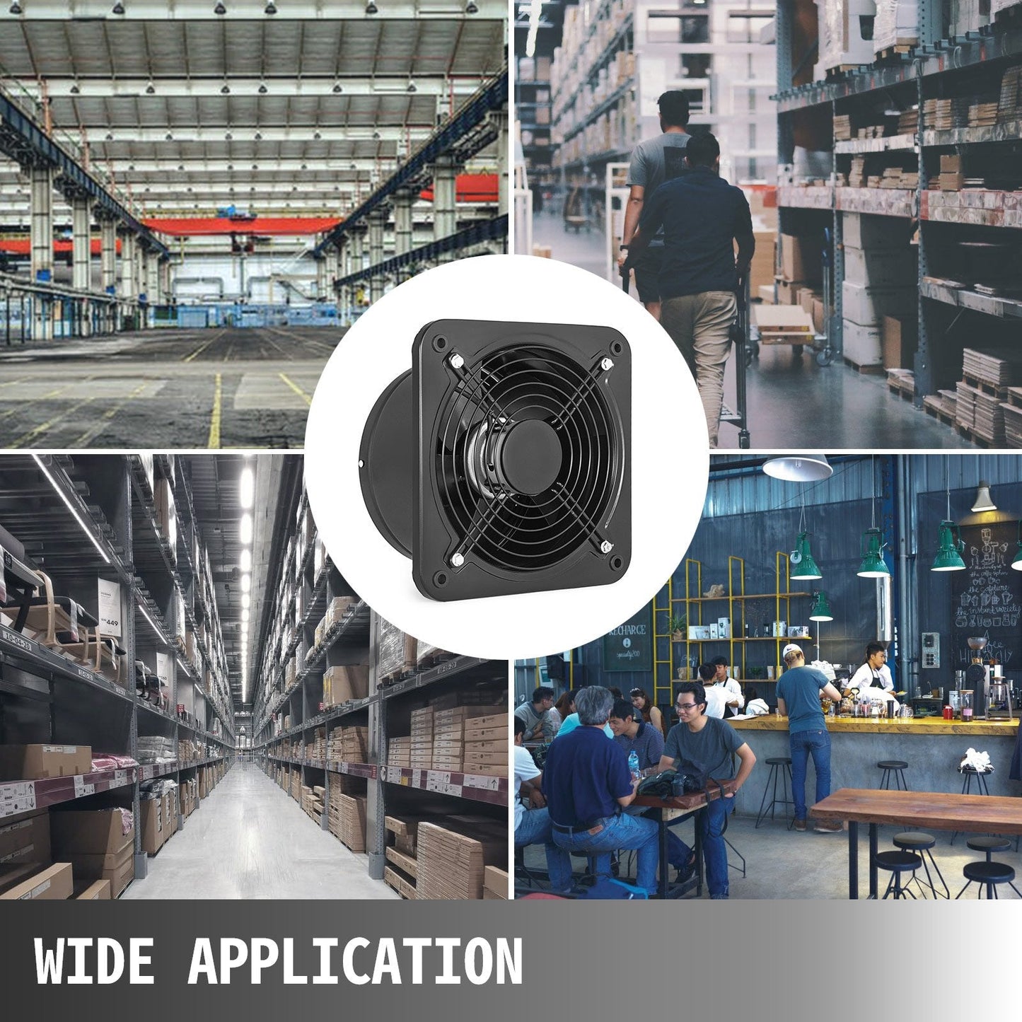 Industrial Metal Axial Exhaust Fan - 0.25m Opening, 1680 m³/h Airflow, Quiet Operation