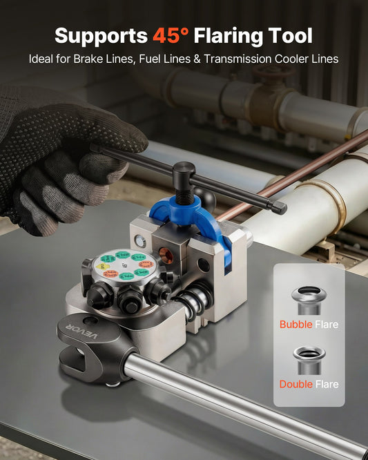 Professional Brake Line Flaring Tool, 45 Degree Double Flare Bubble Flare Tool Kit for 4.76mm, 6.35mm, 7.94mm, 9.52mm Copper Aluminum Thin Steel Tubes