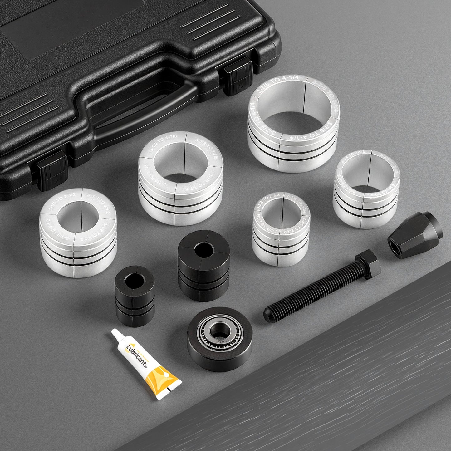 Exhaust Pipe Expander Tool Kit, 41.27mm - 107.95mm Exhaust Pipe Stretcher, Muffler Pipes Spreader with 7 Heavy-Duty Collects & Storage Case, Automotive Car Tool Kit for Tailpipes Tubes