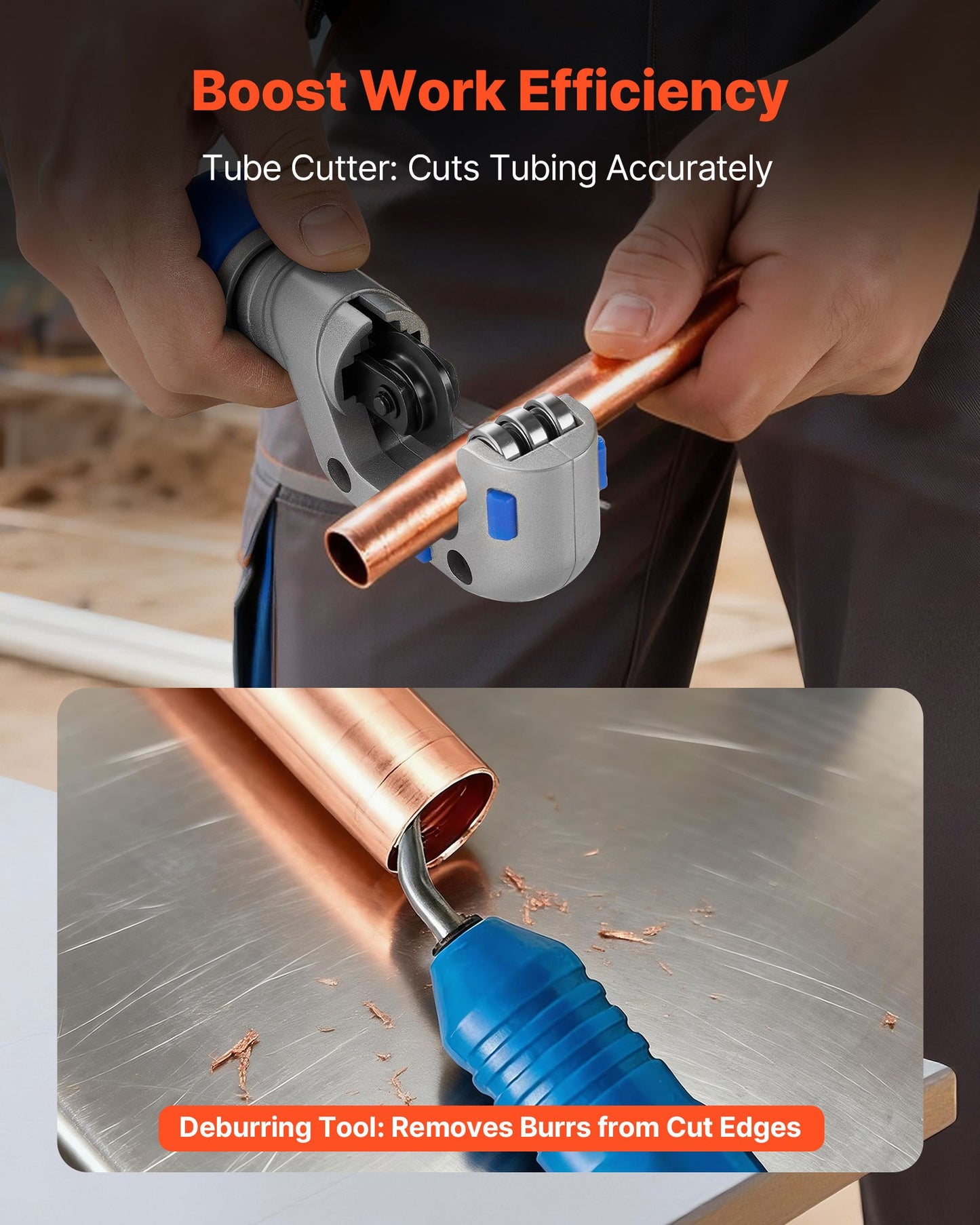 Flaring Tool HVAC, 45° Eccentric Single Flaring Tool for 1/4"-3/4" & 6-19mm Copper Aluminum Tubes - with Metric & SAE Clamps, Tube Cutter & Toolbox for Refrigeration Air Conditioner Repair