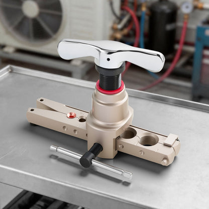 Flaring Tool HVAC, 45° Eccentric Single Flaring Tool for 1/4"-3/4" & 6-19mm Copper Aluminum Tubes - with Metric & SAE Clamps, Tube Cutter & Toolbox for Refrigeration Air Conditioner Repair