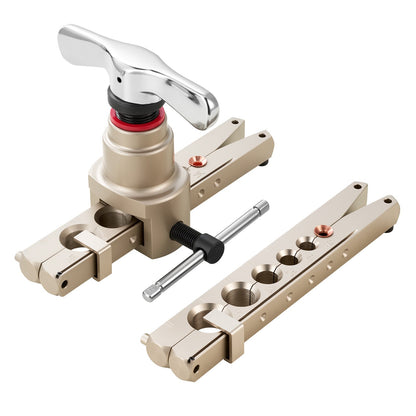 Flaring Tool HVAC, 45° Eccentric Single Flaring Tool for 1/4"-3/4" & 6-19mm Copper Aluminum Tubes - with Metric & SAE Clamps, Tube Cutter & Toolbox for Refrigeration Air Conditioner Repair