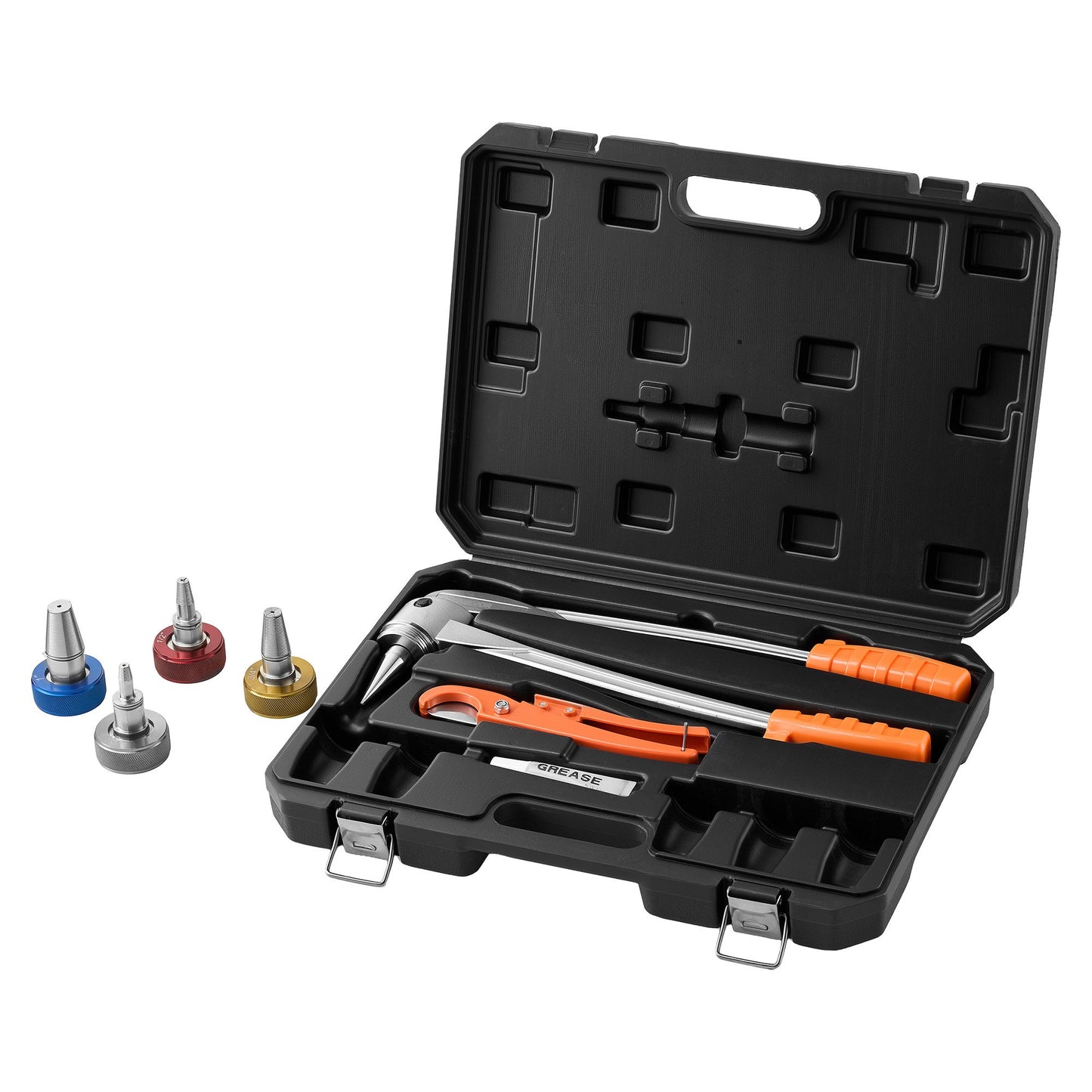 PEX Pipe Expander Tool Kit, Manual Tubing Expansion Tool for 9.52mm 12.7mm 19mm 25.4mm PEX Pipes - with 4 Expanding Heads, Pipe Cutter & Toolbox for Radiant Heating & Water Plumbing System