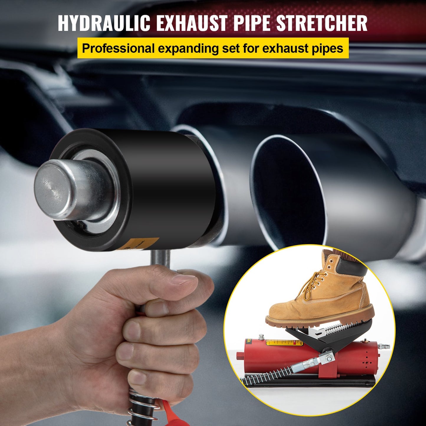 VEVOR Hydraulic Exhaust Pipe Expander, 1-5/8" to 4-1/4" Size, 10 T Pedal Pump Included