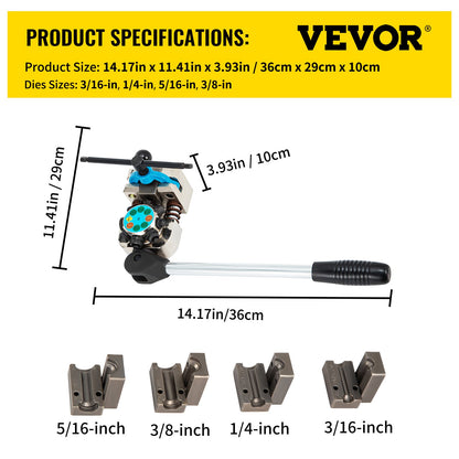 VEVOR Brake Line Flaring Tool, 45 Degree Single, Double, and Bubble Flares for 3/16",