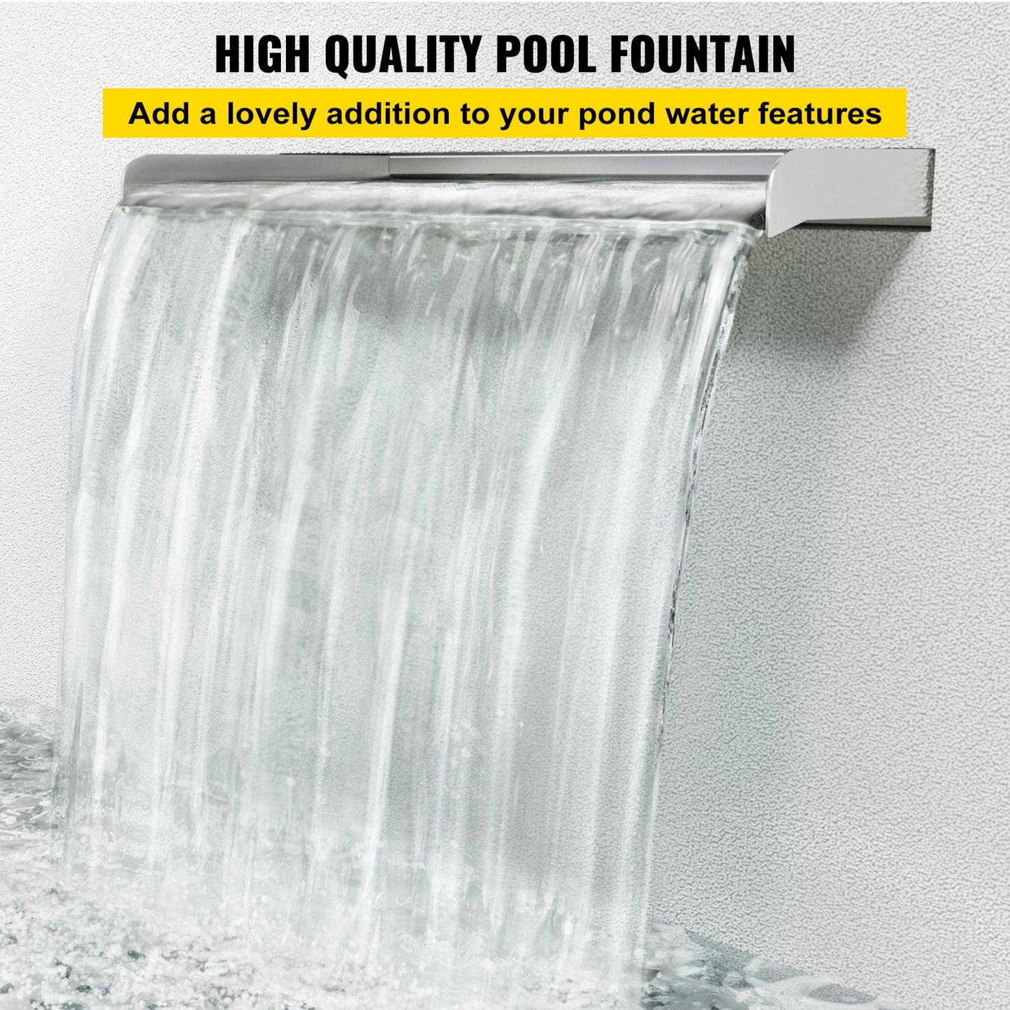 VEVOR Pool Fountain Stainless Steel Pool Waterfall 23.6\" x 4.5\" x 3.1\"(W x D
