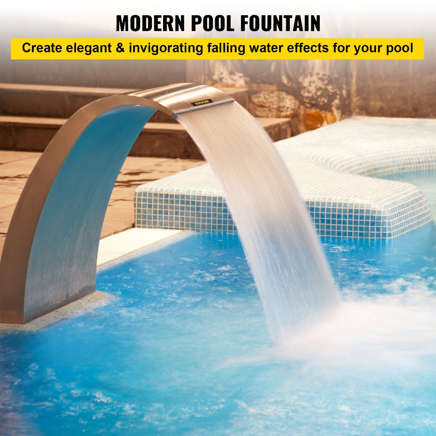 11.8" x 23.6" x 17.7" Stainless Steel Decorative Waterfall Pool Fountain For Garden