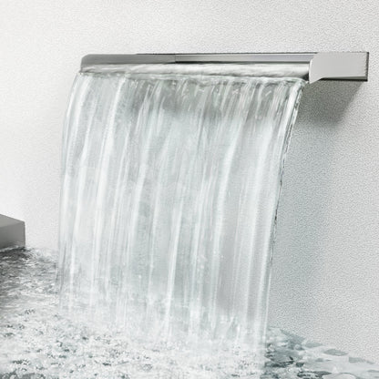 Waterfall Blade, 30cm Stainless Steel Waterfall Spillway, Rectangular Waterfall Pool Fountain, Cascade Blade with Connector, Hose, Clamp & PTFE Tape, Water Blade for Koi Fish Pond, Water Feature