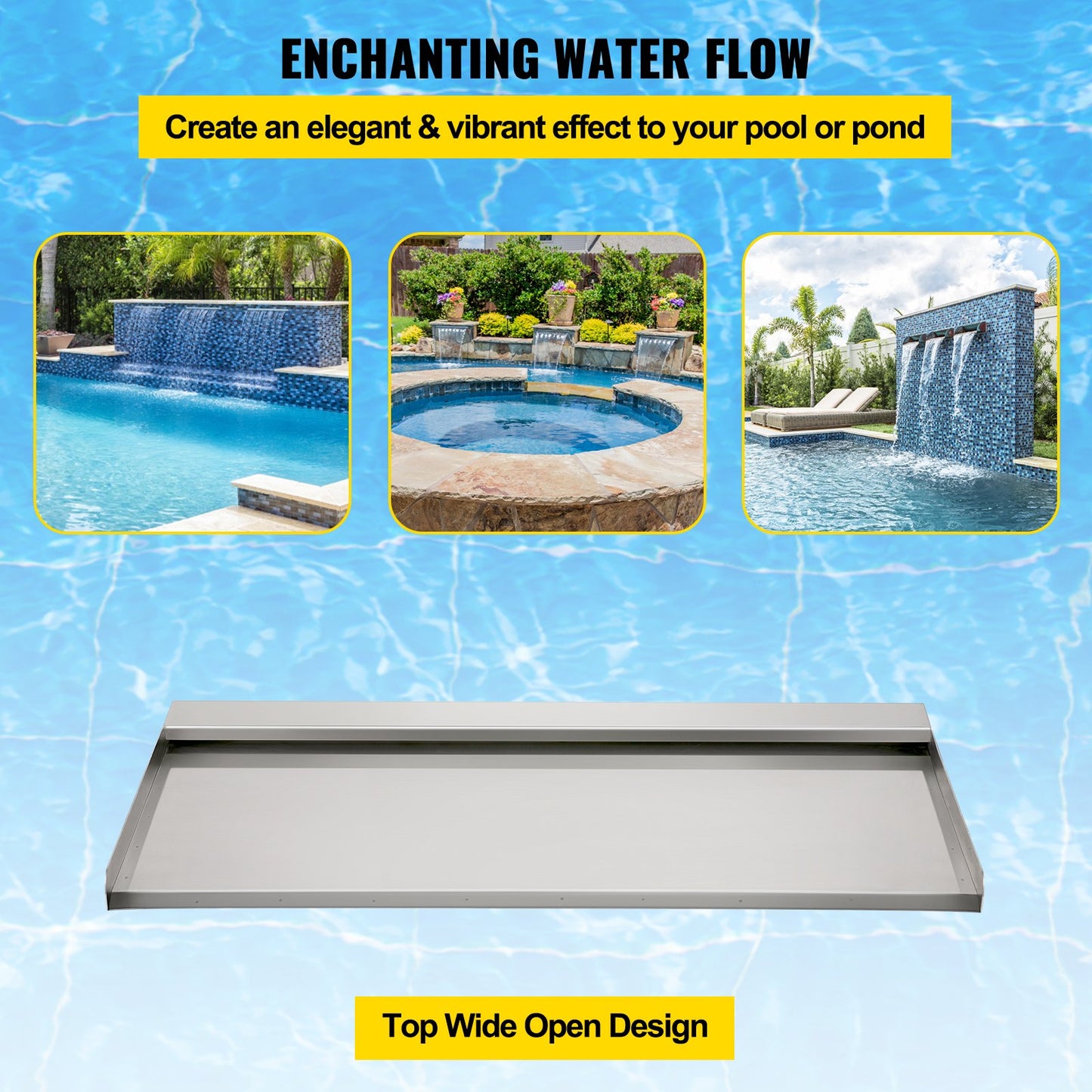 VEVOR Waterfall Blade Waterfall Spillway 600 mm Stainless Steel Cascade Fountain