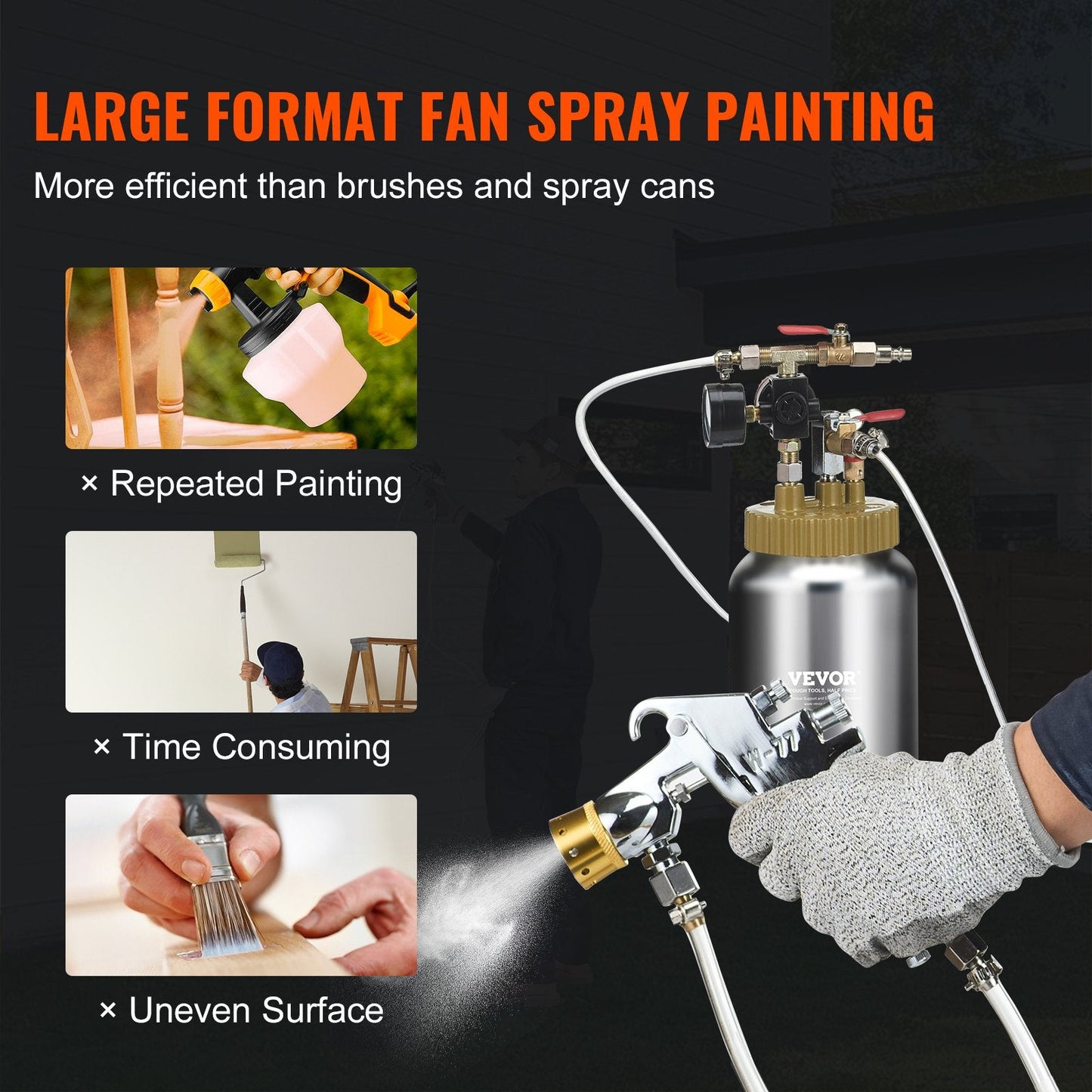 2L Air Paint Pressure Pot with 1.8mm Nozzle & 3m Hose for Versatile Use