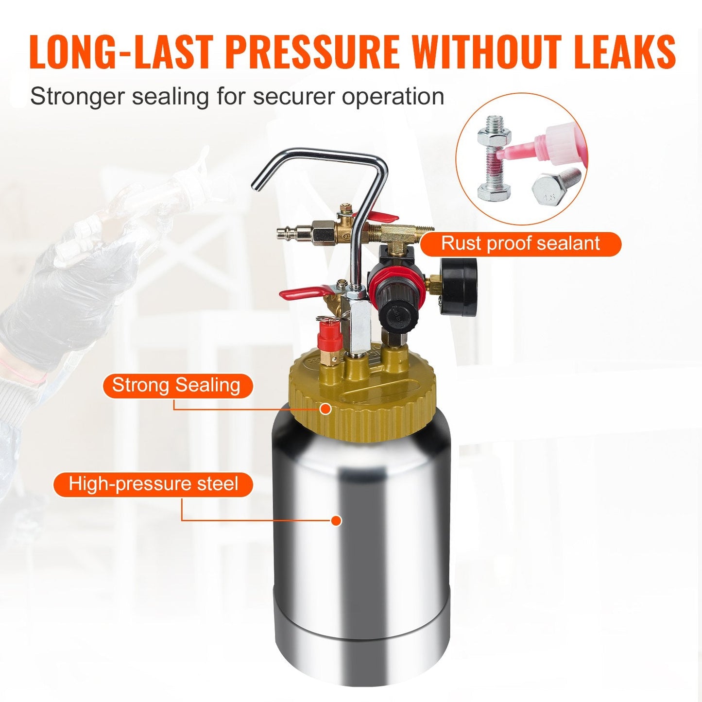 2L Air Paint Pressure Pot with 1.8mm Nozzle & 3m Hose for Versatile Use