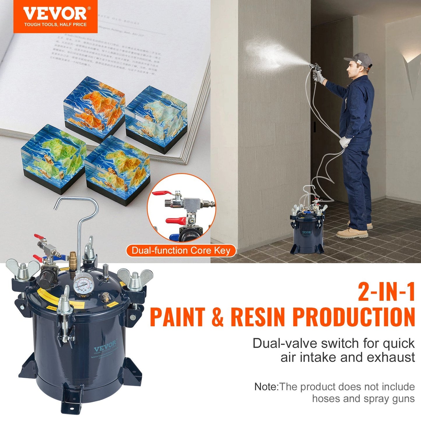 10L Resin Pressure Pot with Dual-Valve Design for Efficient Spray Painting