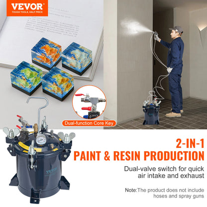 VEVOR Spray Paint Pressure Pot Tank 10L/2.5gal Resin Pressure Feed Paint Tank