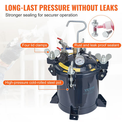 10L Resin Pressure Pot with Dual-Valve Design for Efficient Spray Painting