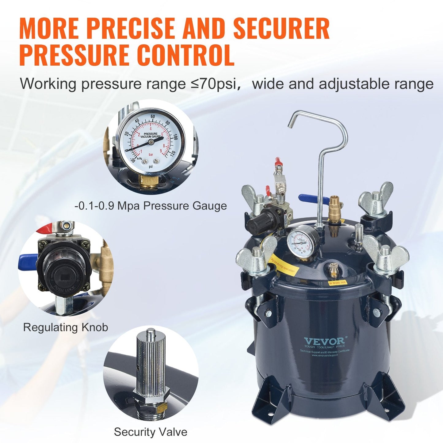 10L Resin Pressure Pot with Dual-Valve Design for Efficient Spray Painting