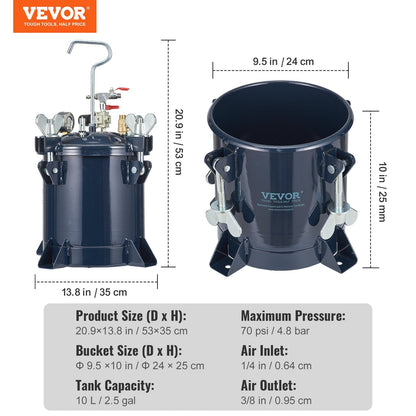 10L Resin Pressure Pot with Dual-Valve Design for Efficient Spray Painting