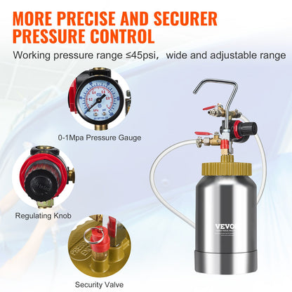 VEVOR 2L/0.5gal Spray Paint Pressure Pot Tank, Lightweight Air Paint Pressure Pot,