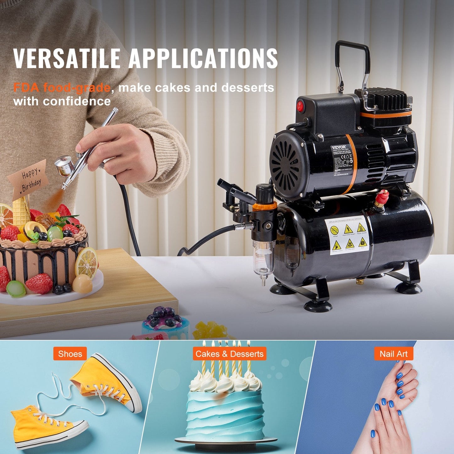 Dual Action Airbrush Kit with Multiple Nozzles & Cleaning Accessories