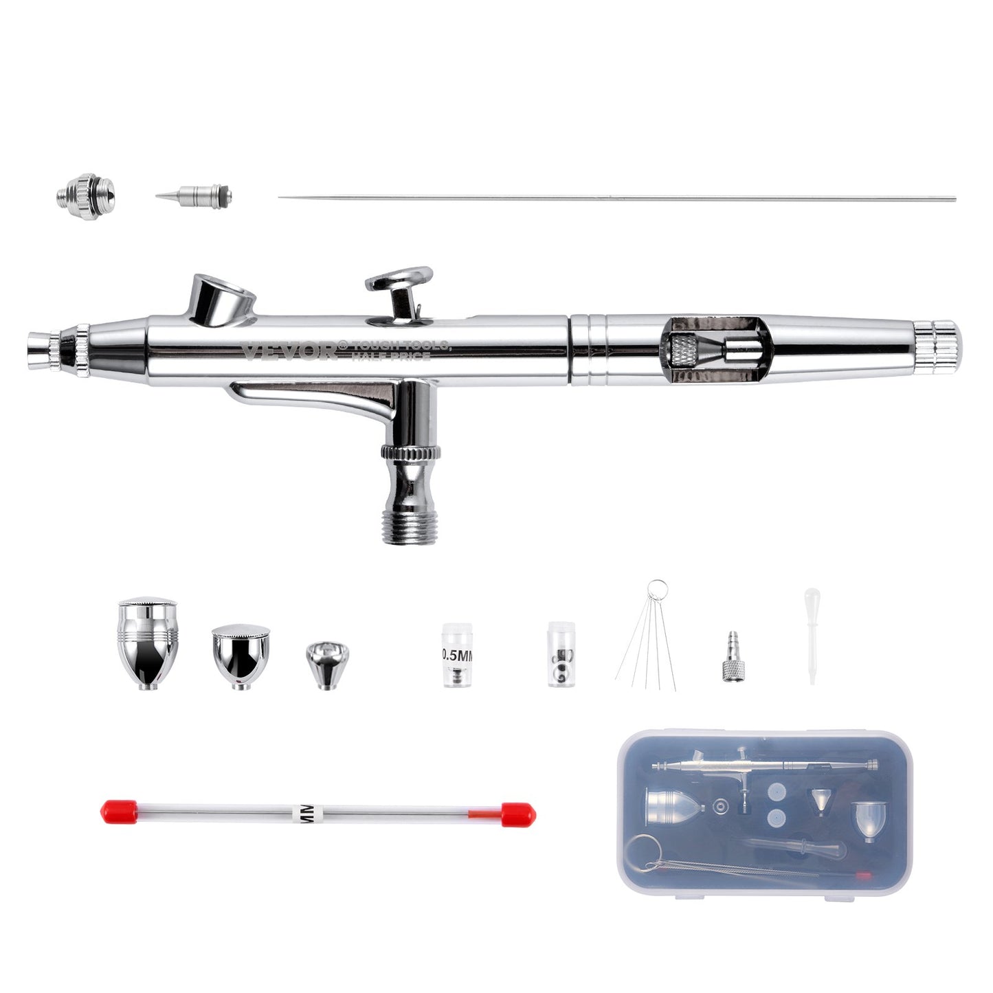 VEVOR Airbrush Gun, 0.3 mm and 0.5 mm Dual Action Gravity Feed Airbrush, Airbrush