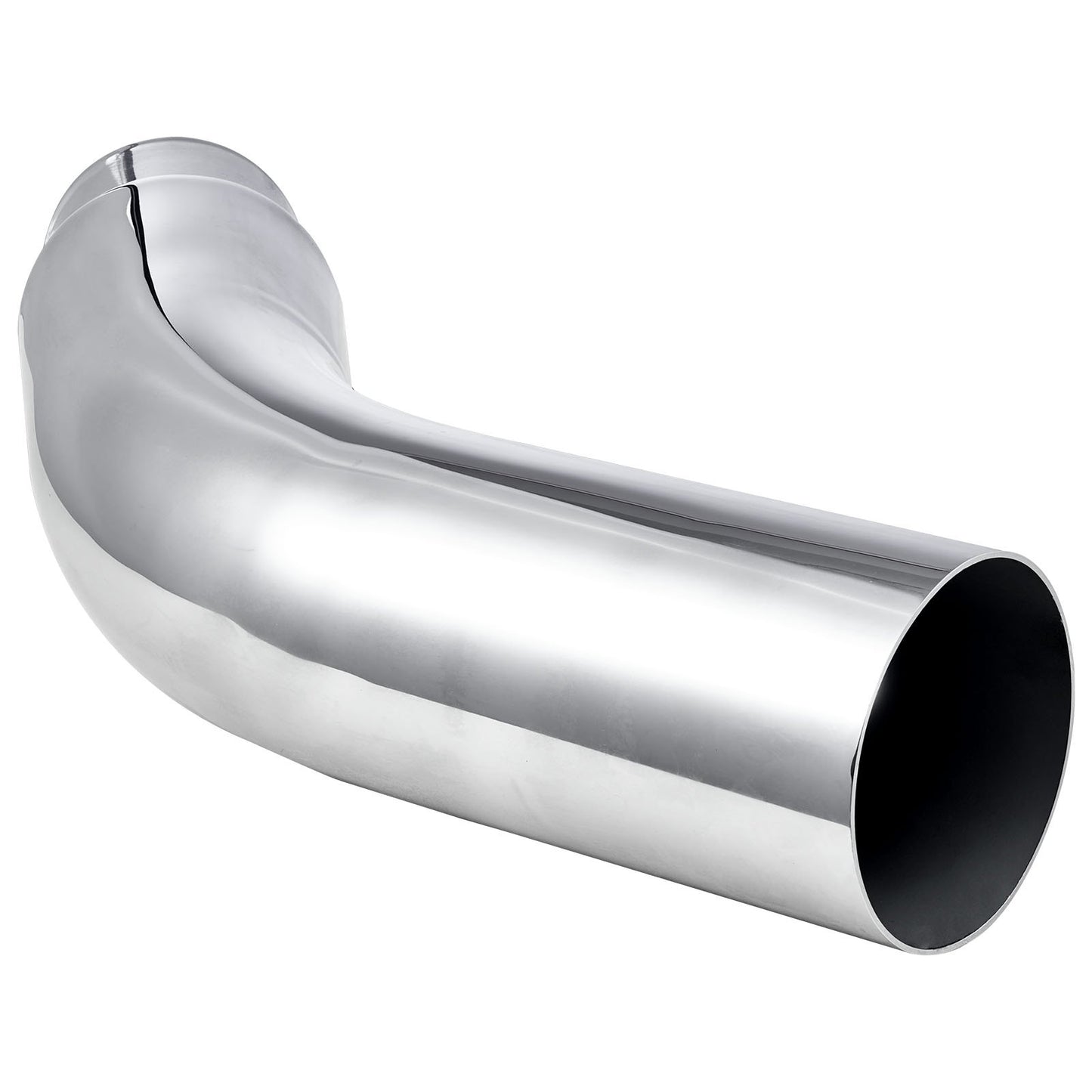 Elbow Exhaust Tip, 101.6mm Inlet, 127mm Outlet, 584mm Overall Length, Chrome Turn Down Exhaust Tip with Clamp for Truck, Sedan, Sports Car, SUV, Chrome Structure for High Temperature Resistance