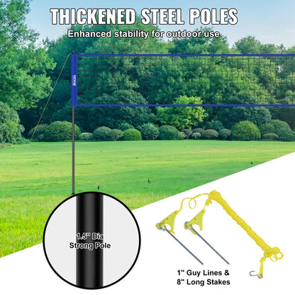 VEVOR Outdoor Portable Volleyball Net System, Adjustable Height Steel Poles, Professional