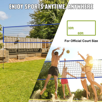 Portable Volleyball Net System with Adjustable Steel Poles, 6.72 kg, for Outdoors