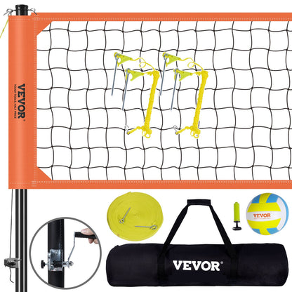 VEVOR Outdoor Portable Volleyball Net System, Adjustable Height Aluminum Poles,