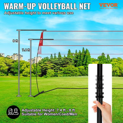 VEVOR Freestanding Volleyball Training Net for Indoor or Outdoor Use, Adjustable