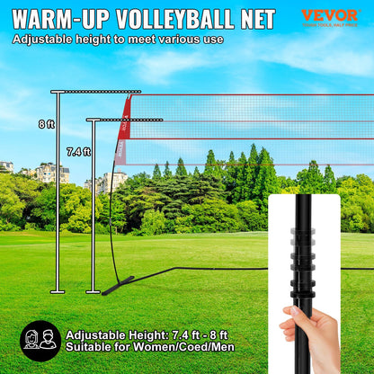Freestanding Volleyball Training Net, Adjustable Height, Portable 4.3-Meter System