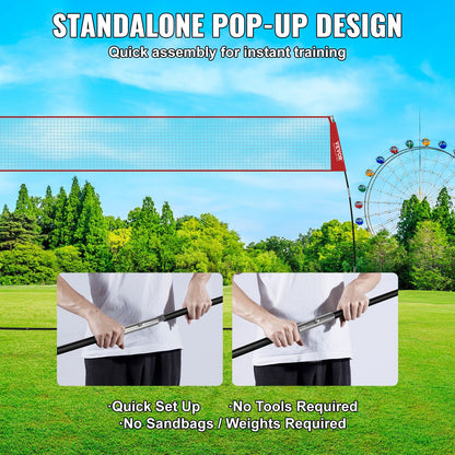 Freestanding Volleyball Training Net, Adjustable Height, Portable 4.3-Meter System