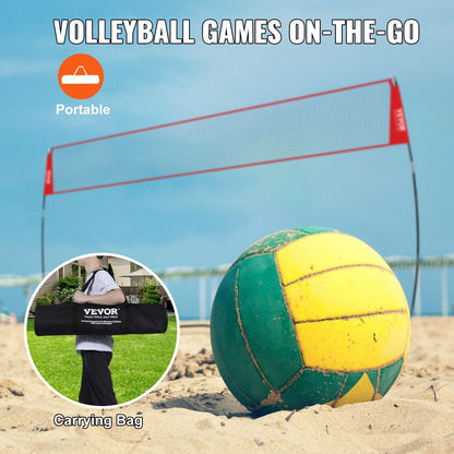 Freestanding Volleyball Training Net, Adjustable Height, Portable 4.3-Meter System